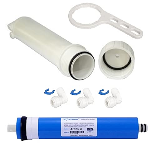 Planet-Aqua Filter Membran Gehäuse Set inkl. 75 GPD Membrane Schlüssel Winkel Adapter für die Umkehrosmose Osmoseanlage Wasserfilter Filtergehäuse von Planet-Aqua