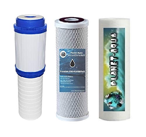 Planet-Aqua Osmose Ersatzfilter Set 10 Zoll - 2 in 1 Kombifilter + Sedimentfilter + Aktivkohle Filter für die Umkehrosmose Filteranlage. Aquarium Trinkwasser Patrone Kartusche von Planet-Aqua