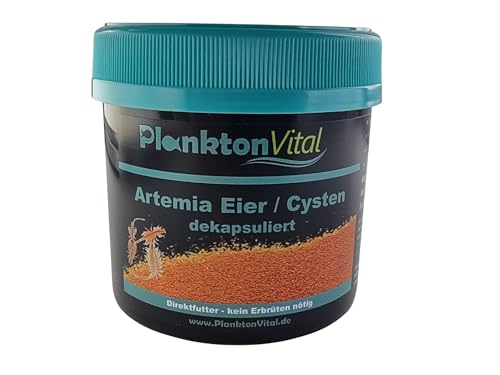 PlanktonVital Artemia Eier dekapsuliert entkapselt ohne Schale Brine Shrimp Eggs Salinenkrebse Cysten Aufzuchtsfutter kein Erbrüten direktes verfüttern für Fischlafen Jungbrut Garnelen (250 ml) von PlanktonVital