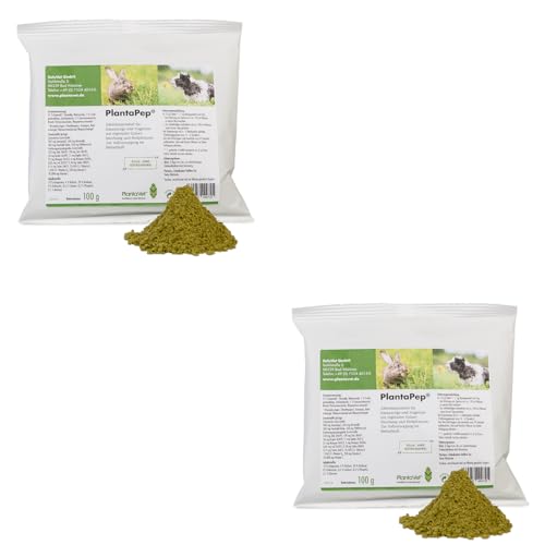 PlantaVet PlantaPep | Doppelpack | 2 x 100 g | Alleinfuttermittel für Hasenartige und Nagetiere | Zur Vollversorgung im Bedarfsfall | Mit einer regionaler Gräser-Mischung von PlantaVet
