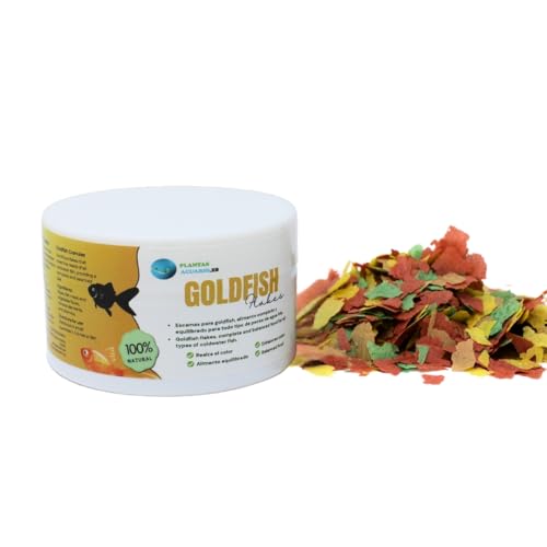 Goldfish Flakes Fischfutter für Kaltwasserfische, natürliches Vollfutter, ausgewogene Ernährung für alle Arten von Aquarienfischen und Kaltwasserteichen, Aquarienpflanzen, 100 ml von PlantasAcuario