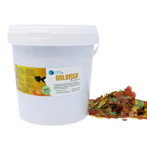 Goldfish Flakes Fischfutter für Kaltwasserfische, natürliches Vollfutter, ausgewogene Ernährung für alle Arten von Aquarienfischen und Kaltwasserteichen, Aquarienpflanzen, 1000 ml von PlantasAcuario