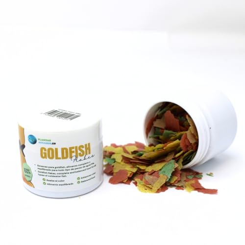 Goldfish Flakes Fischfutter für Kaltwasserfische, natürliches Vollfutter, ausgewogene Ernährung für alle Arten von Aquarienfischen und Kaltwasserteichen, Aquarienpflanzen, 50 ml von PlantasAcuario