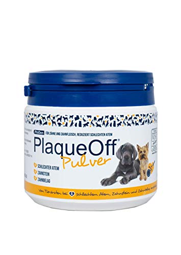 ProDen PlaqueOff Pulver |All Natural Dog Zahnpflege 420g |Atemerfrischer für Hunde Plaqueentferner für Hunde |Bekämpft natürlich Mundgeruch, Plaque und Zahnsteinbildung bei Hunden Mit Essen bestreuen von ProDen PlaqueOff