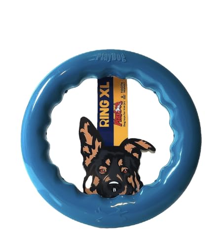 PlayDog Ring XL – Robuster Gummiring für große Hunde, 24 cm Durchmesser, langlebig und sicher, Kauspielzeug für starke Kauer, Aktivität und Spielspaß von PlayDog