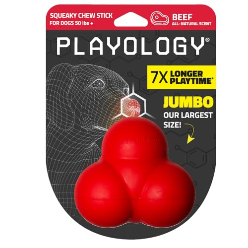 Playology Squeaky Bounce Ball Dog Toy, Beef Scented, Large von Playology