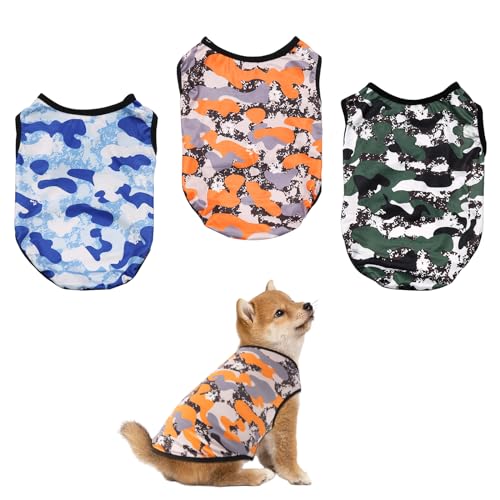 Welpen-T-Shirts für Katzen, 3 Packungen, weiches Tanktop, ärmellose Weste, Hunde-T-Shirt, weiche Baumwolle, ärmellos, für kleine, mittelgroße Hunde und Katzen von Plliocse