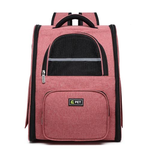 Plschckes Haustierrucksack Hundehaustierrucksack Tragbare Haustiertasche Atmungsaktive Katzentasche Hunderucksack (Rosa) von Plschckes