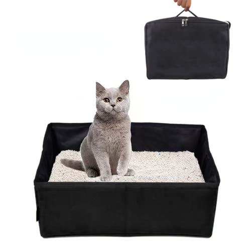 Tragbare Katzenklo mit Deckel katzentoilette für Reisen，wasserdichte，Faltbare ，leichte und einfache Reinigung （40 * 30 * 14.5cm） Schwarz von Plschckes