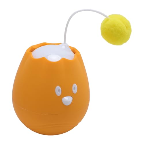 Plyisty Interaktiver Katzenspielzeugball, Tumbler-Rotation, Automatisch Beweglicher Katzenspielzeugball, Berührungsaktiviertes Katzenmausspielzeug mit Fusselball, Intelligenter (ORANGE) von Plyisty