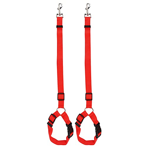 Pmandgk 2 Packs Hundekatze Gurtband Kopfstuetze Rueckhaltes Einstellbar Nylon Stoff Hunde Halter Fahrzeug Sicherheitsgurte Gurt Rot von Pmandgk