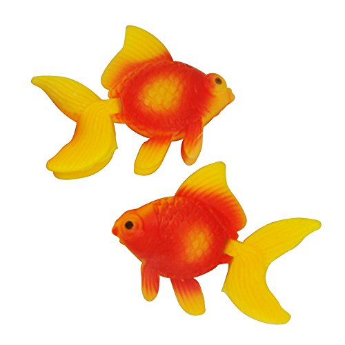 Pndjkkeeg 2 x künstliche Goldfische aus Kunststoff, Orange, Dekoration für Aquarien von Pndjkkeeg