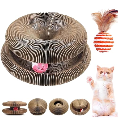 Pnedeodm Kitty Kurlz, Kitty Kurlz Cat Toy, Kitten Curl, Kitten Curl Toy, Magical Kitten Curl Cardboard Cat Toy, Cat Accordion Toy, Indoor Interactive Scratch Pad (A) von Pnedeodm