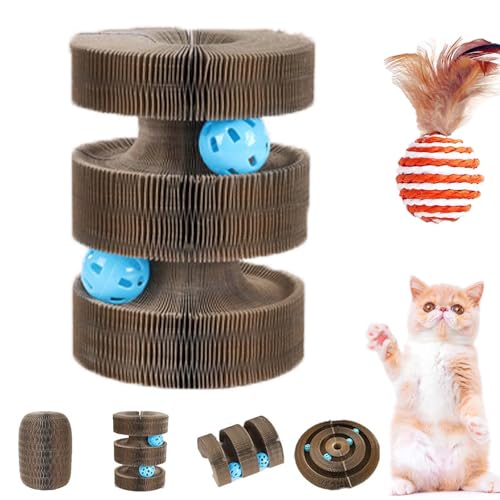 Kitty Kurlz, Kitty Kurlz Katzenspielzeug, Kitten Curl, Kitten Curl Spielzeug, Magisches Kitten Curl Katzenspielzeug aus Karton, Interaktives Kratzbrett für den Innenbereich (B) von Pnedeodm