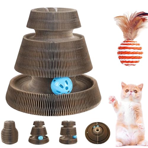 Kitty Kurlz, Kitty Kurlz Katzenspielzeug, Kitten Curl, Kitten Curl Spielzeug, Magisches Kitten Curl Katzenspielzeug aus Karton, Interaktives Kratzbrett für den Innenbereich (C) von Pnedeodm