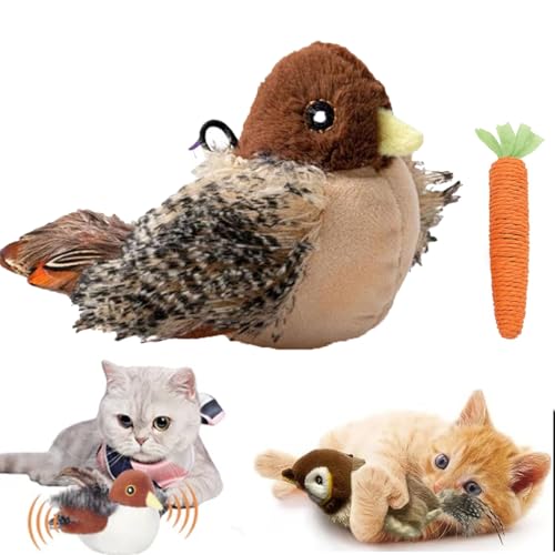 Pnedeodm Flappy Bird Cat Toy, Flapping Bird Cat Toy, Flying Bird Cat Toy, Cat Toy Flapping Bird, Interactive Chirping Bird Cat Toy, Flying Interactive Flapping Chirping Bird Cat Toy (A) von Pnedeodm