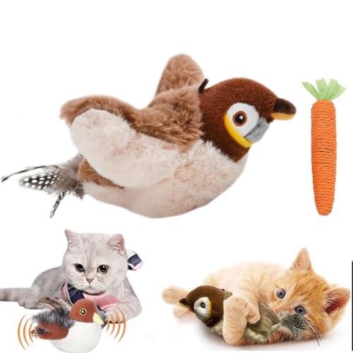 Pnedeodm Flappy Bird Cat Toy, Flapping Bird Cat Toy, Flying Bird Cat Toy, Cat Toy Flapping Bird, Interactive Chirping Bird Cat Toy, Flying Interactive Flapping Chirping Bird Cat Toy (B) von Pnedeodm