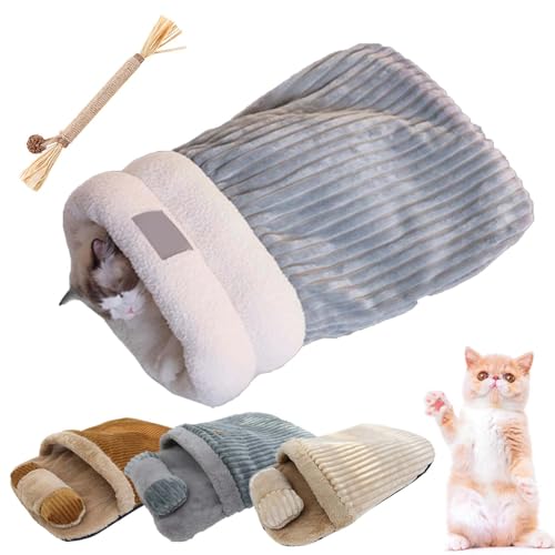 Pnedeodm Winterschlafsack für Katzen, Winterschlafsack für Katzen, Schlafsäcke für Katzen, Haustierschlafsack, Katzenschlafsack für Hauskatzen, 360°-Wickel-Kuschelsack für Haustiere (Blau, L) von Pnedeodm