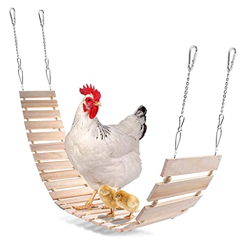Chicken Toys Holzschaukelleiter für Hühner, Vogel, große Sitzstange, einfach zu installieren, Gesamtlänge 111,8 cm, für Papageien, Aras, Training, Hühnerleiter, Schaukel für Hühner, Sitzstangen, von Pnuokn
