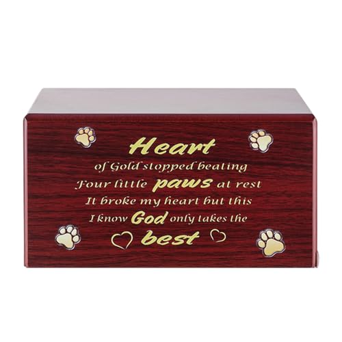 Elegante Holz-Urnenbox für Hunde und Katzen, Haustierbehälter, Andenken mit Wort, Haustier-Memory-Särge, Gedenkgeschenk, Haustier-Beerdigungsurne von Pnuokn