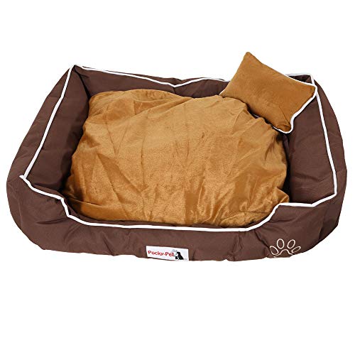 Pocky- Pet Hundebett L 82x70x18cm Coffee Brown, Hundekissen waschbar, Hundesofa Kissen herausnehmbar von Pocky- Pet