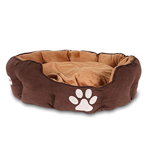 Pocky- Pet Hundebett braun L 72x62cm Hundekissen herausnehmbar Hundesofa waschbar 30° Plüsch Hundekorb von Pocky- Pet