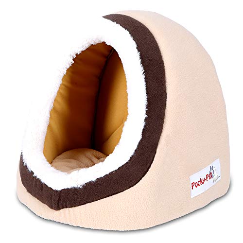 Pocky- Pet Katzenhöhle Beige-Braun Kuschelhöhle S Tierhöhle Hundehöhle Katzenkorb Tierbett Katze Welpen Katzenbett Hundebett S # 27x29x34cm von Pocky- Pet