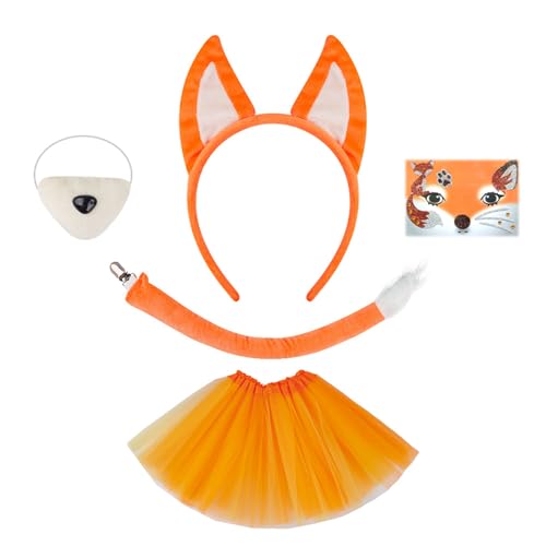 Hundeohren Stirnband Plüsch Schwanz False Nase Füchse Gesicht Aufkleber Schöne Füchse Kostüm Set Für Geburtstag Halloween Cosplay Teil von Pocoiau