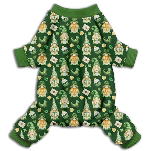 Pohshido St Patrick Holiday Hunde-Pyjama, St. Patrick Zwerg, Jumpuits für kleine, mittelgroße Jungen und Mädchen, Welpen, Haustiere von Pohshido