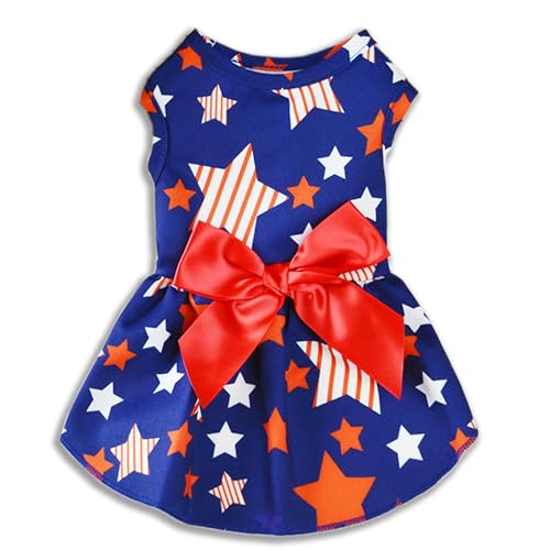 Starry Celebration: USA Independence Day Hundekleid mit Sternenmuster – Patriotisches Haustier-Outfit von Pohshido
