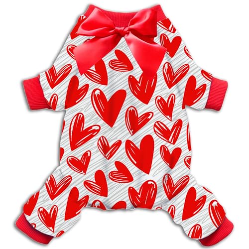 Valentine Holiday Hunde- und Katzen-Pyjama, süßes Herz, Jumpuits für kleine, mittelgroße Jungen und Mädchen, Welpen, Haustiere (XX-Large) von Pohshido