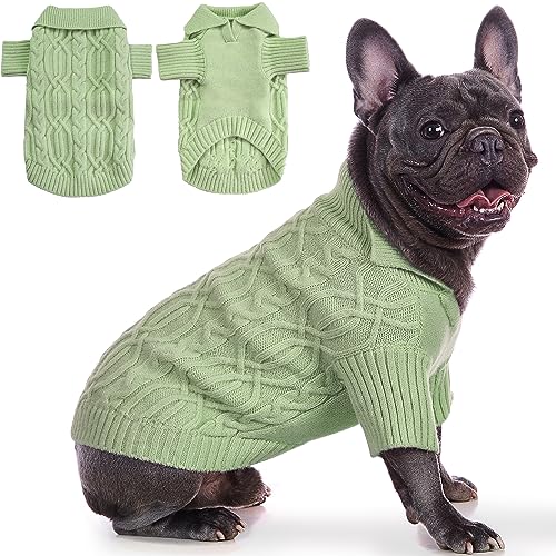 Poifzew Dicker, atmungsaktiver Fleece-Hundepullover für Katzen, Polo-Strickwaren, Katzenpullover, Hundemantel, Jungen und Mädchen, Pullover, Weihnachten, Urlaub, Haustier-Outfits, Bekleidung, Grün, von Poifzew