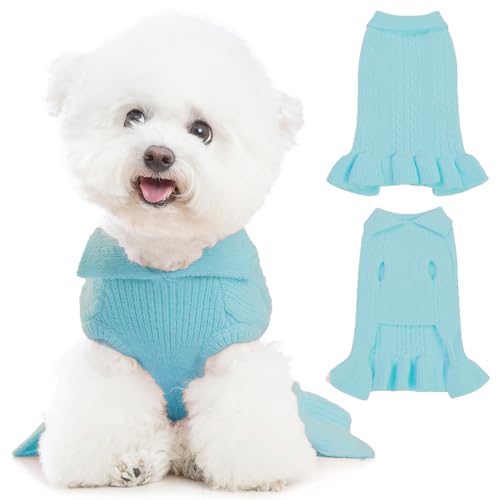 Poifzew Dicker Fleece-Hundepullover, Kleid, Katzenkleidung, V-Ausschnitt, Strickwaren, Hundepullover, für Herren und Damen, atmungsaktiver Pullover, Weihnachten, Urlaub, Haustier-Outfits, Bekleidung, von Poifzew