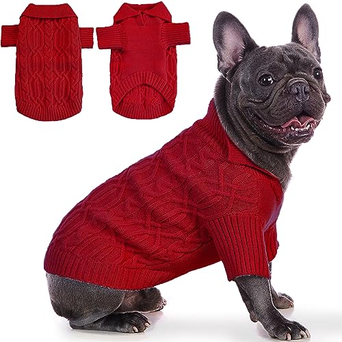 Poifzew Dicker atmungsaktiver Hundepullover aus Fleece, Katzenkleidung, klassischer Polopullover für große Hunde, Mädchen, Jungen, Halloween, Weihnachten, Urlaub, Haustier-Outfits Bekleidung, Rot, XL von Poifzew