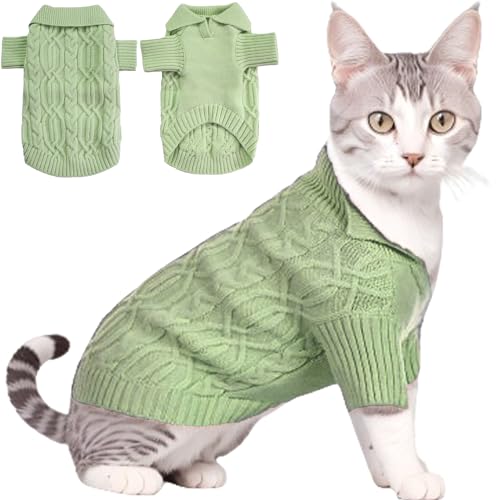 Poifzew Winter Dog Sweater Foldover Collar Fleece Puppy Clothes, Soft Pullover Warm Sweater for Large Dogs, Halloween Christmas Pet Outfits Apparel, Green XS von Poifzew