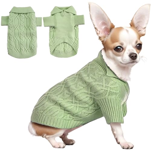 Poifzew Winter-Katzenpullover für kleine Hunde, weich, atmungsaktiv, Hundekleidung, Welpenmäntel, Urlaub, süßes Haustier-Outfits, Bekleidung, Grün, S von Poifzew