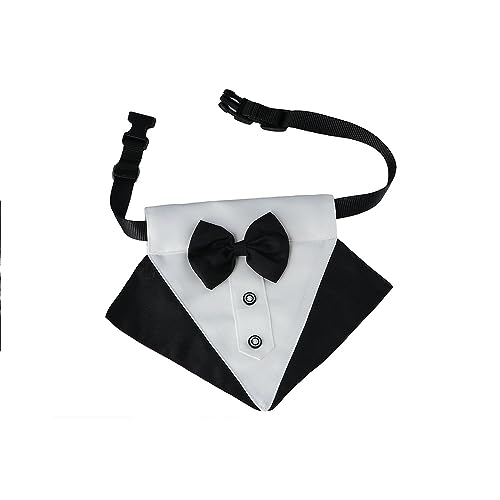 Formal Hund Smoking Bandana Hundehalsband mit Fliege Verstellbar Hund Hochzeit Geburtstag Kostüm Bowtie Halstuch für Große und Übergroße Hunde von Pokinge