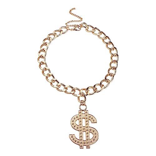 Goldkette Hundehalsband Einstellbare Kubanische Link Hund Halskette mit Kristall Dollar Zeichen Anhänger Lustige Welpen Katze Schmuck Kostüm Zubehör von Pokinge