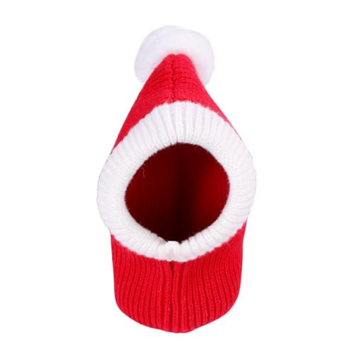 Pokinge 1Pcs Weihnachten Hund Plüsch Hut Rot Gestrickt Weihnachten Kappe Winter Haustier Protector Hut Katze Hals Ohr Warme Kappe Haustier Zubehör für Kleine Mittlere Hund von Pokinge