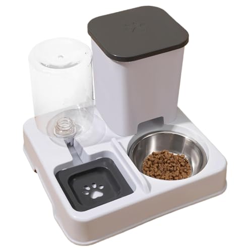 Automatischer Katzen-Futterspender, Katzen-Futterspender Und Wasserspender, 2-in-1 Automatischer Haustier-Futterspender, 800 Gramm Futterspender, 1,5 L Wasserspender, Schwerkraft-Haustier-Futterstatio von Pokronc