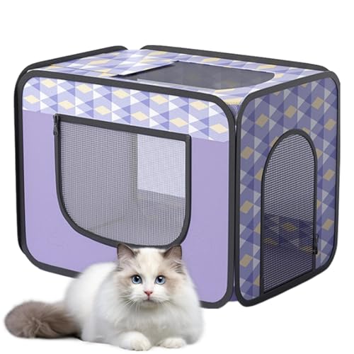 Cat Trocknerbox, Tragbare Haustierkiste, Faltbare Haustier -Trocknungsbox, Atmungsaktive Kammer, Bedrucktes Anti -Flying Hair Weichkennelkiste, 55x50x40 Cm/21.65x19.69x15,75 Zoll Für Hunde Katzen Katz von Pokronc