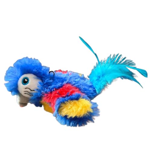 Flapping Bird Cat Toy | Plüsch Papagei Flapping Wing Katzenspielzeug | Zwitschernder Vogel Interaktives Katzenspielzeug | Weiches Plüschvogelspielzeug | Zwitschernder Vogel Katzenspielzeug mit von Pokronc