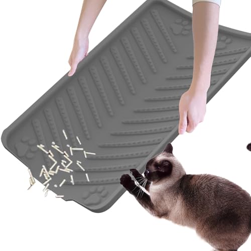 Haustierfreundliche Katzenklo Matte, Faltbare Verdickte Silikon Rutschfeste Katzenstreu Matte, Auslaufsichere Katzenmatte, Wasserdichte Haustierbox Matte, Waschbare Fallmatte, 61cm/24.02'' für von Pokronc