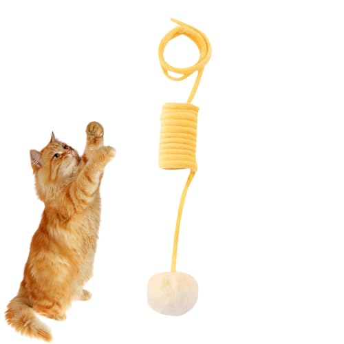 Katzen-Frühlingsspielzeug, An Der Tür Hängendes Katzenspielzeug, Teaser-Spielzeug, Einziehbares Katzenspielzeug, Indoor-Katzen-Kätzchen-Jagdtraining, Blau, Gelb, Rosa Für Kätzchen-Jagdspielzeug von Pokronc