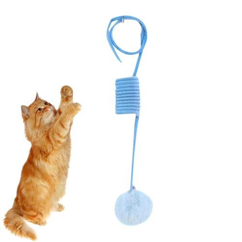 Katzen-Frühlingsspielzeug, An Der Tür Hängendes Katzenspielzeug, Teaser-Spielzeug, Einziehbares Katzenspielzeug, Indoor-Katzen-Kätzchen-Jagdtraining, Blau, Gelb, Rosa Für Kätzchen-Jagdspielzeug von Pokronc