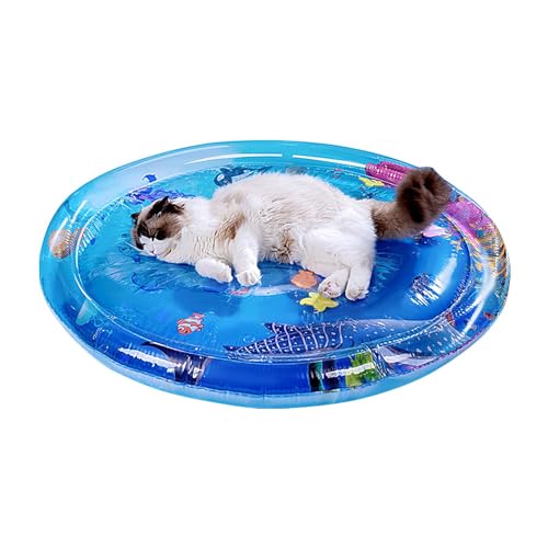 Katzen-Wasserspielmatte | Wasser-Sensormatte für Haustiere | Inflator Wasserkühle Spielmatte | Wasserbett für Katzen | Cool Comfort Haustiermatte | Wassersensorische Spielmatte mit Fisch zum Spielen m von Pokronc