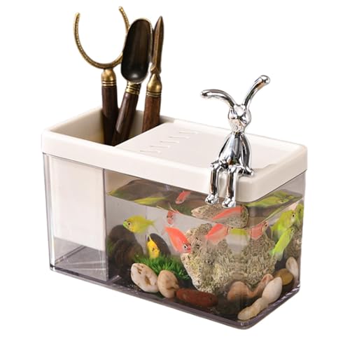 Kleines Aquarium, Betta-Fisch-Aquarium, transparenter Aquarium, Transportbehälter, für den Schreibtisch, 215 g Fischglas-Organizer für Garnelen und kleine Fisch-Lebensräume von Pokronc