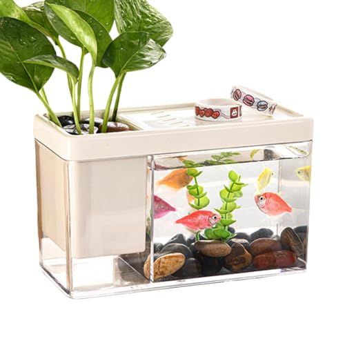 Kleines Aquarium, Betta-Fisch-Aquarium, transparenter Fischbehälter, Fischtransportbehälter, für den Schreibtisch, 215 g Fischglas-Organizer für Garnelen und kleine Fisch-Lebensräume von Pokronc