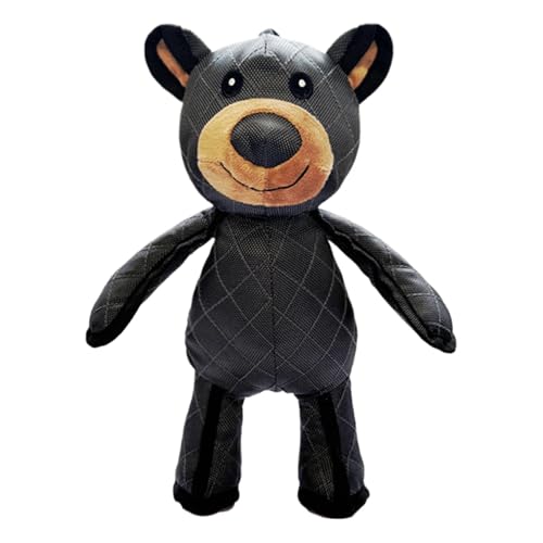 Pokronc Bären-Hundespielzeug, unzerstörbarer Bär, Haustier-Teddybär, maschinenwaschbar, quietschendes Design, schwarz, 12,61/9,85 Zoll, für Haustierbedarf, zum Spielen im Innen- und Außenbereich von Pokronc