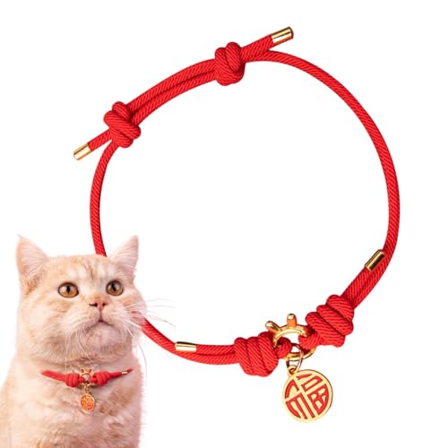 Pokronc Hundehalsband mit Anhänger, chinesischer Fu-Anhänger, Neujahrs-Hundehalsband und Katzenhalsband, Frühlingsfest, Haustierschmuck, Glücks- und Glückssymbol-Halskette für Reisen von Pokronc